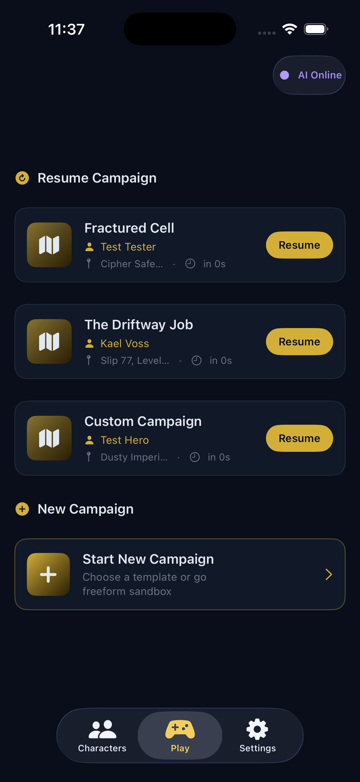 Echoveil campaign select